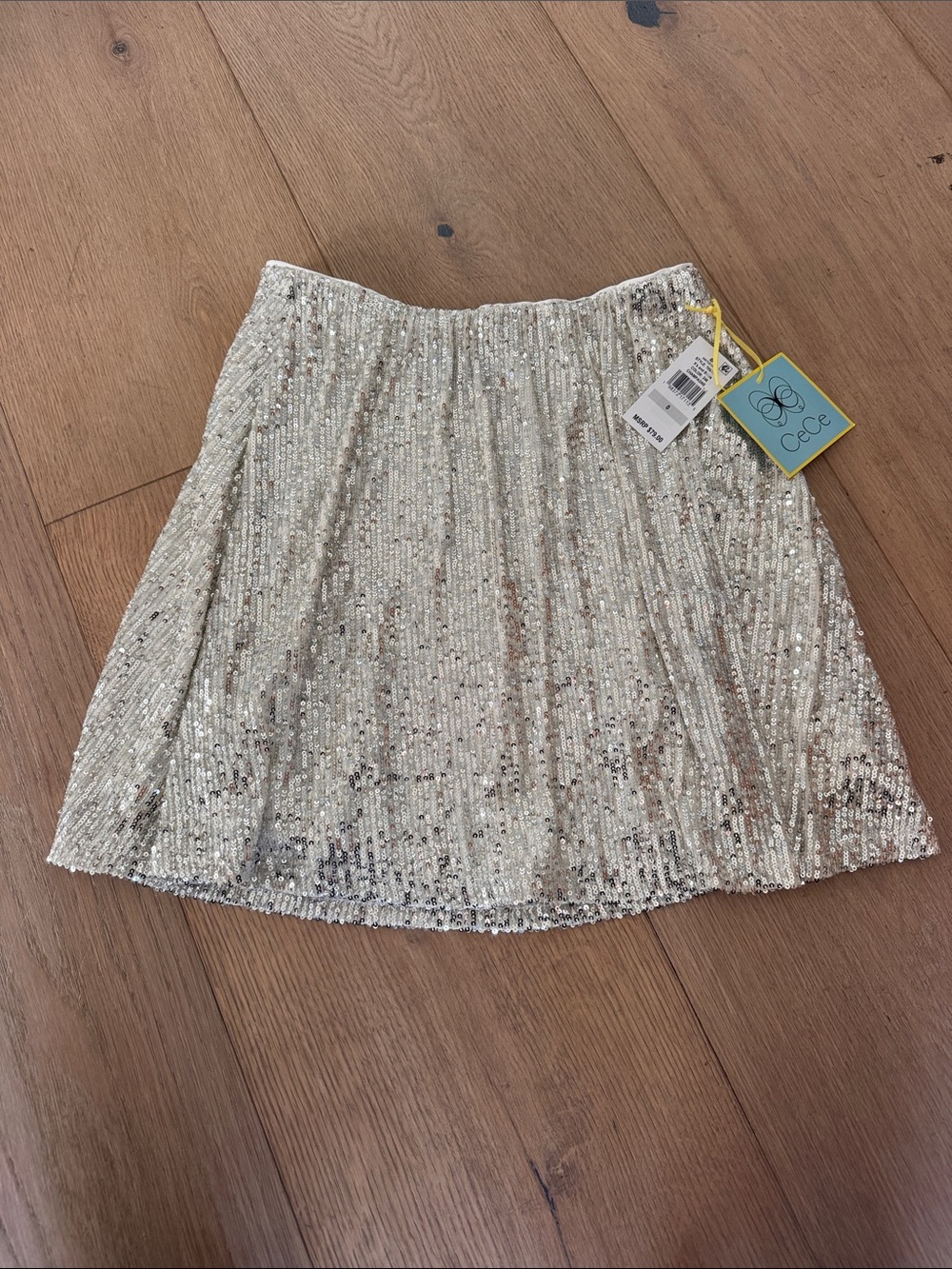 CeCe Silver Sequin Mini Skirt